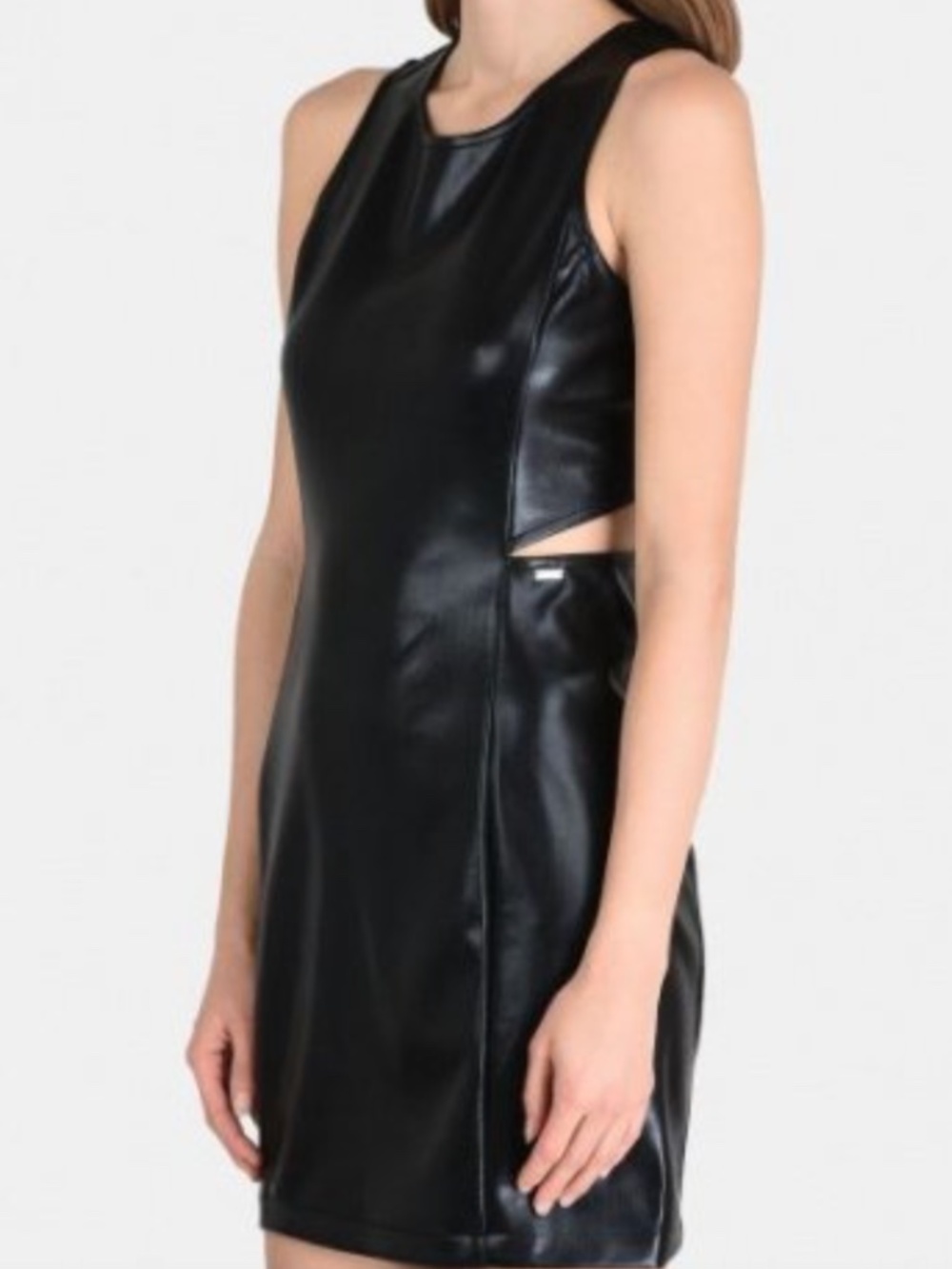 Armani Exchange Black Faux Leather Dress Side Cutouts Size 0